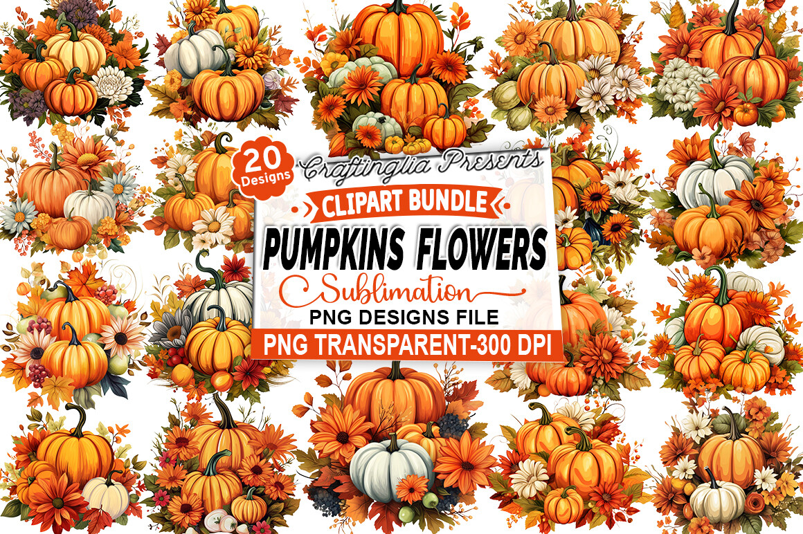 Thanksgiving Pumpkins Sublimation Bundle Graphic by Craftinglia ...