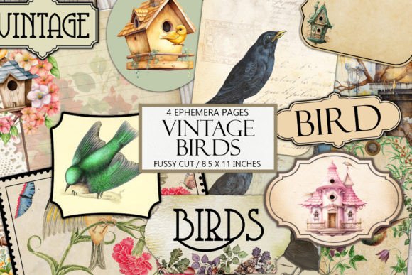 Vintage Birds Ephemera Kit