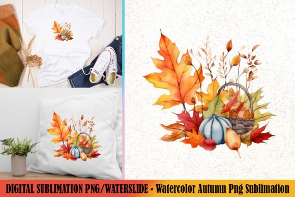 Preview of Watercolor Autumn Png Sublimation T-shirt, sticker, and sublimation design