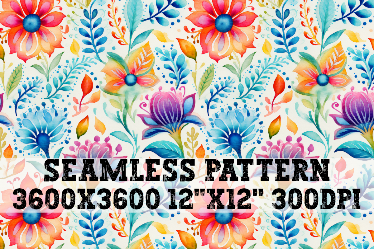 Watercolor Boho Flowers Seamless Pattern Graphic by Dirty South ...