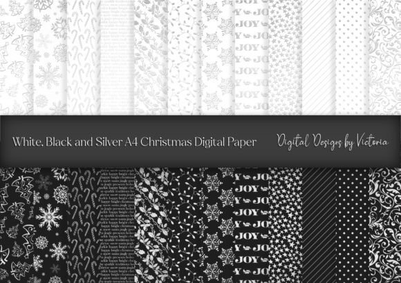 White, Black and Silver Christmas Paper