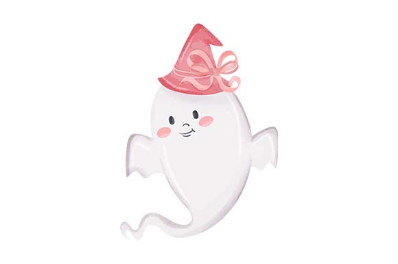 Cute Ghost with Witch Hat
