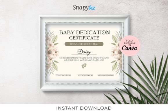 Editable Baby Dedication Certificate