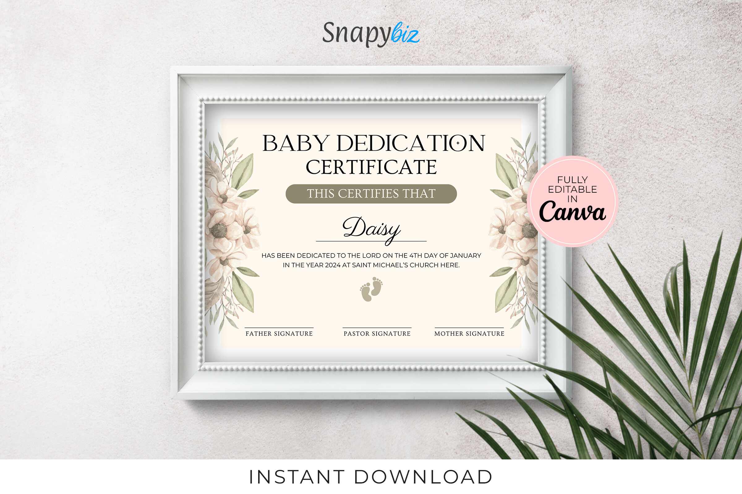 Editable Baby Dedication Certificate
