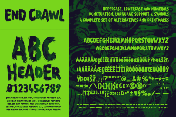 End Crawl Font PNG with transparent background - Preview 1