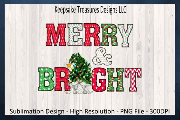 Merry and Bright Christmas Gnome PNG Graphic Illustrations By Keepsake Treasures Designs