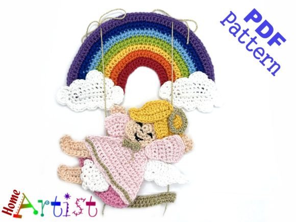Angel Rainbow Crochet Applique Pattern