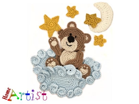 Bear Clouds Crochet Applique Pattern