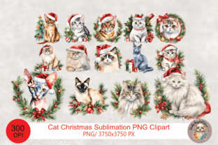 Cat Christmas Watercolor Sublimation PNG Graphic by StudioDigitalStore ...