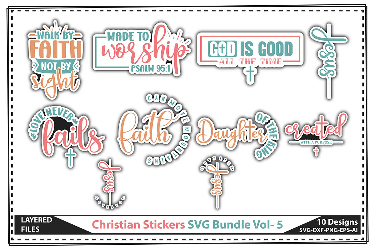 Christian Stickers SVG Bundle Vol- 5 Graphic by Craft Store · Creative ...