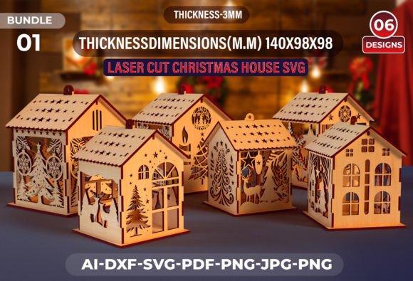 Christmas House Laser Cut SVG Set01 laser cut file