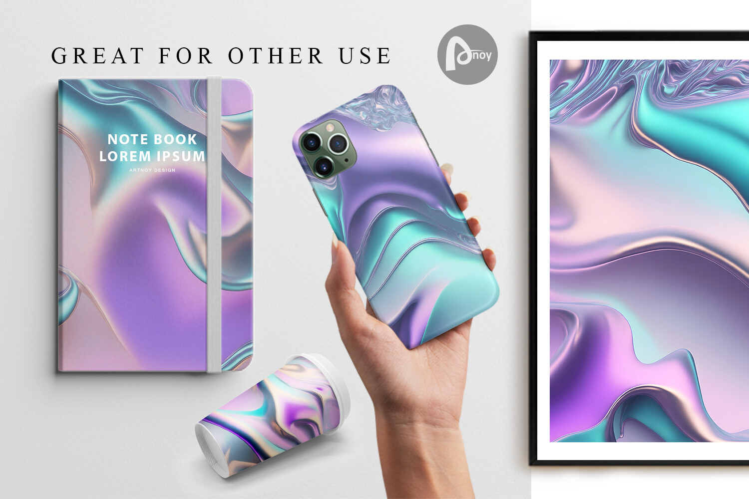 Digital Paper Holographic Wave Pastel Graphic by Artnoy · Creative Fabrica