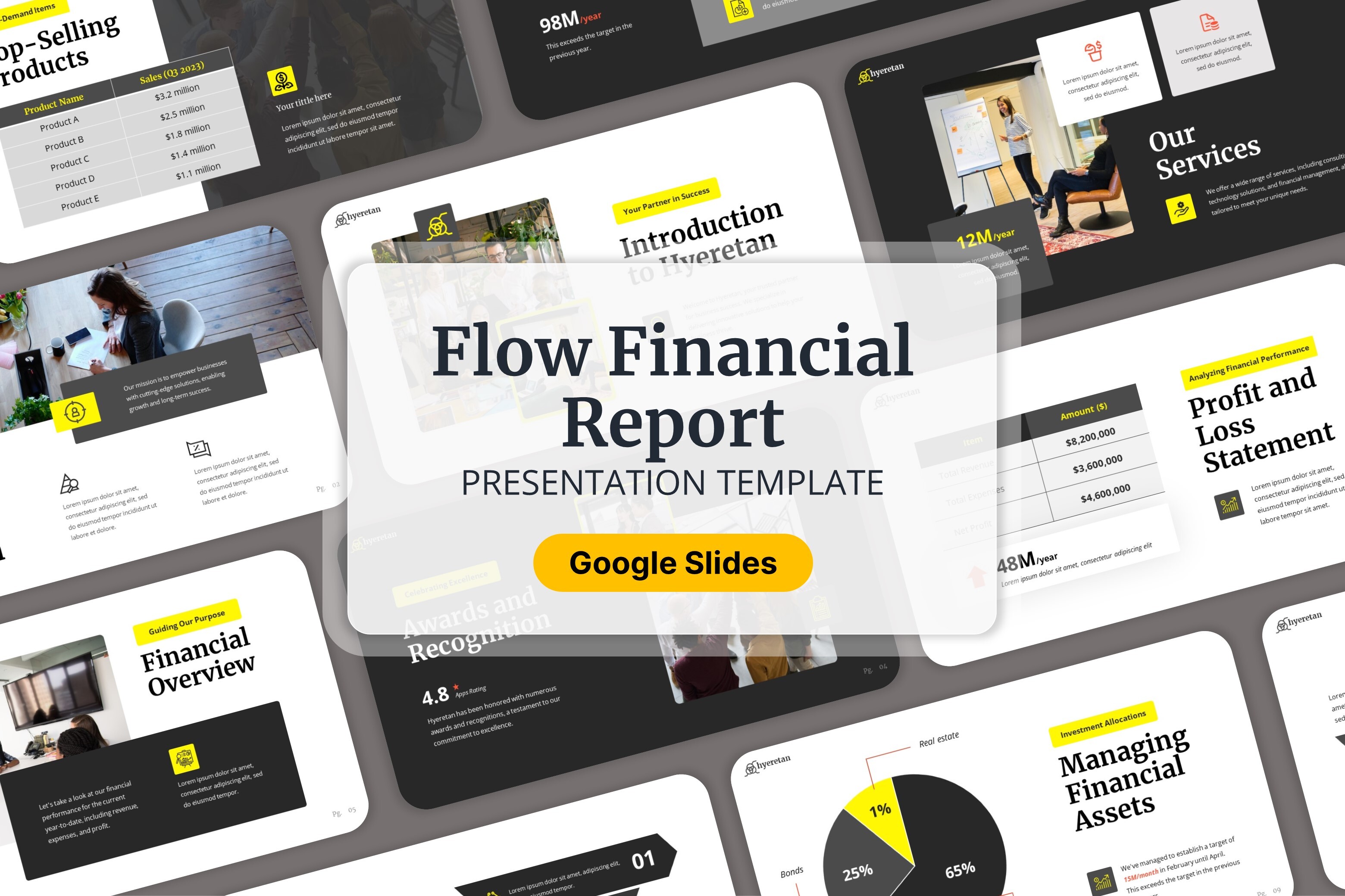Plantilla de presentación del informe financiero Flow