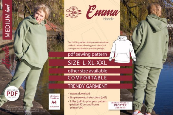 Hoodie Sewing Pattern Emma L XL XXL