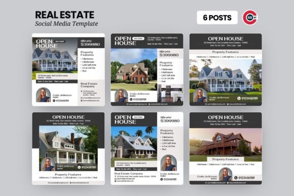Preview of Real Estate Open House Social Media Post real estate social media template