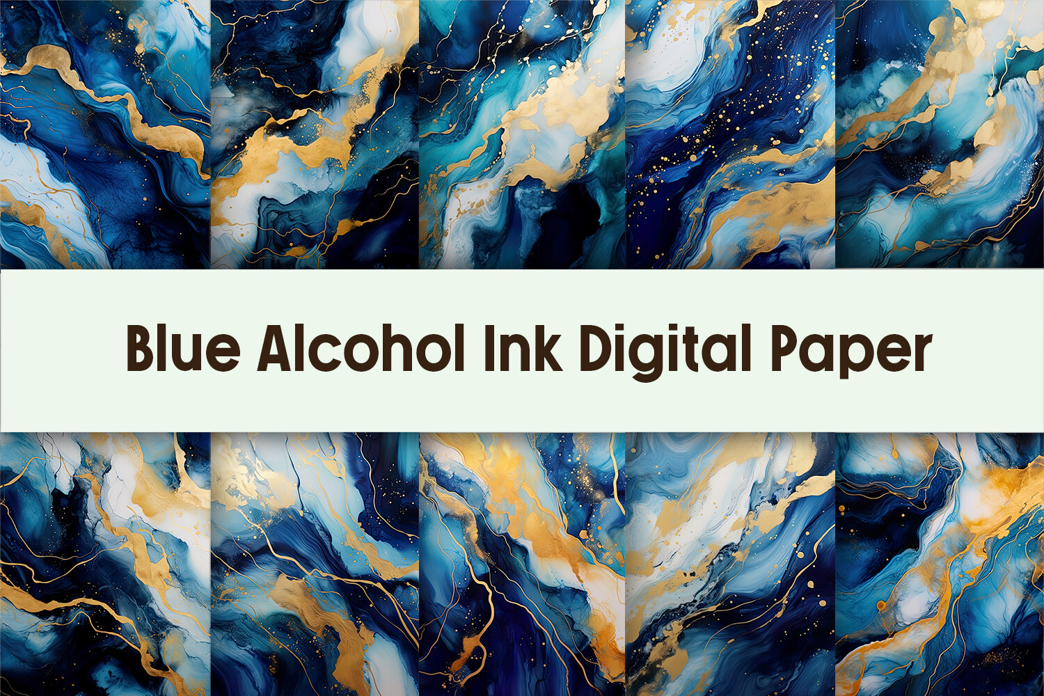 Blue Alcohol Ink Digital Paper Graphic by Pamilah · Creative Fabrica