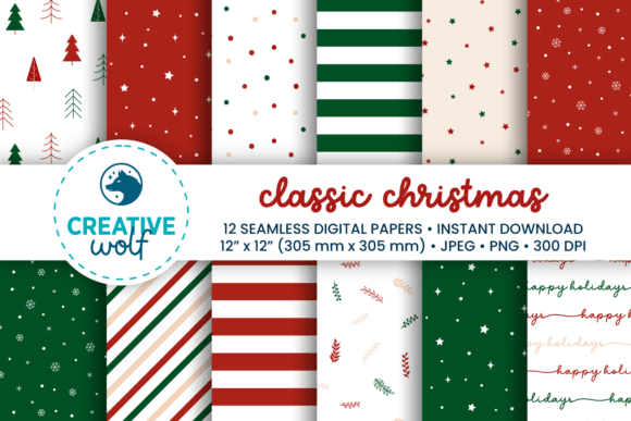 Classic Christmas Seamless Digital Paper