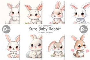 Digital Paper Cute Baby Rabbit Graphic by Artnoy · Creative Fabrica