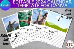 Editable 2024 Calendar Canva Template Graphic by num-STC · Creative Fabrica