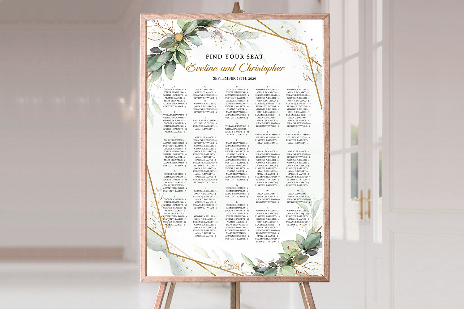 Eucalyptus alphabetical seating chart