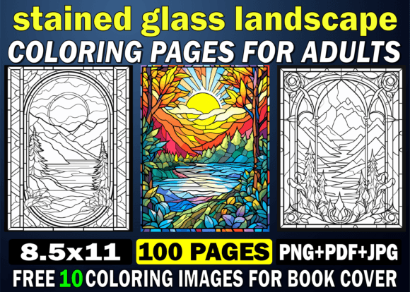 Stained Glass Landscape Coloring Pages
