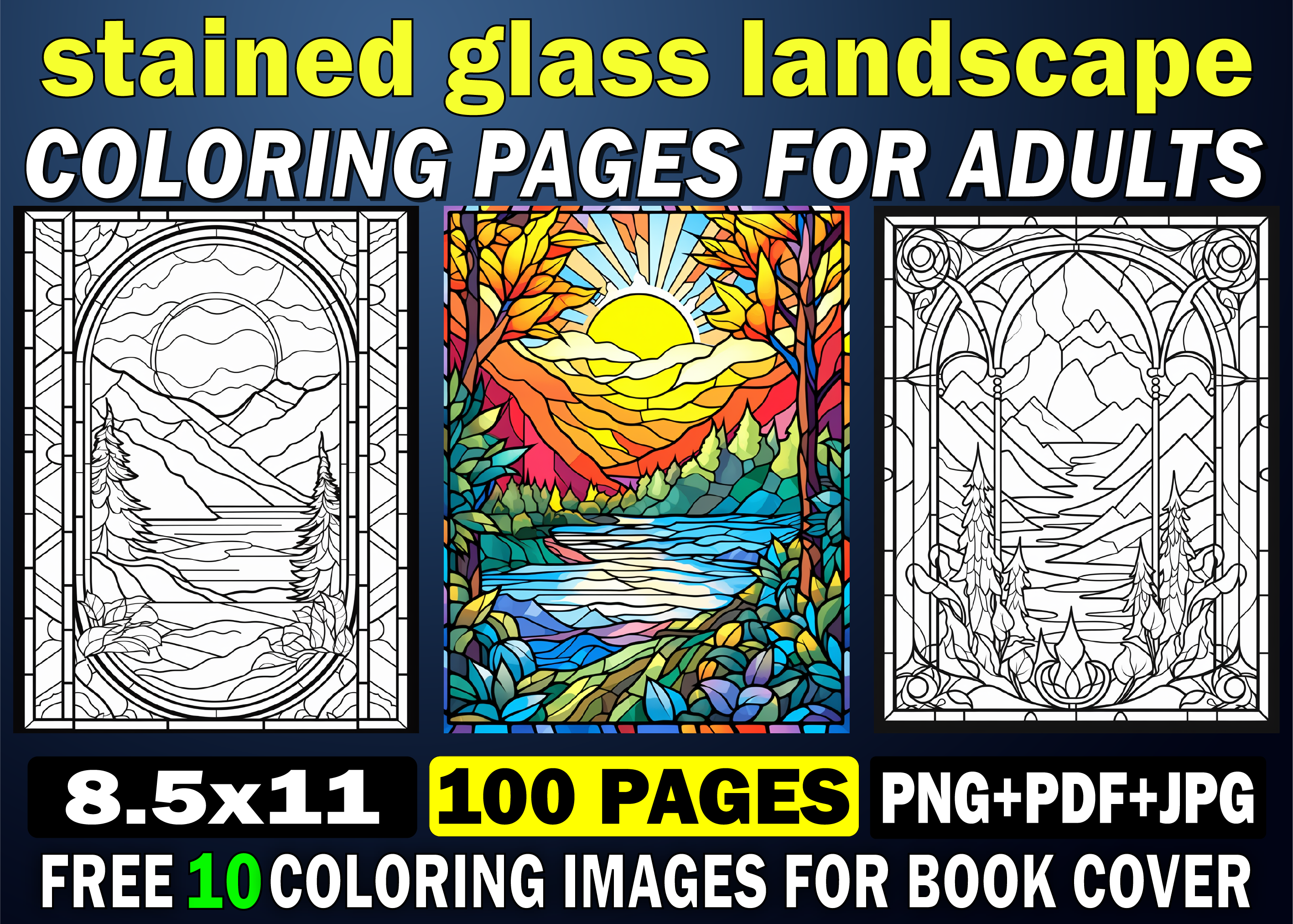 Stained Glass Landscape Coloring Pages