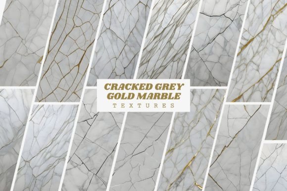 14 Cracked Grey Gold Concrete Marble