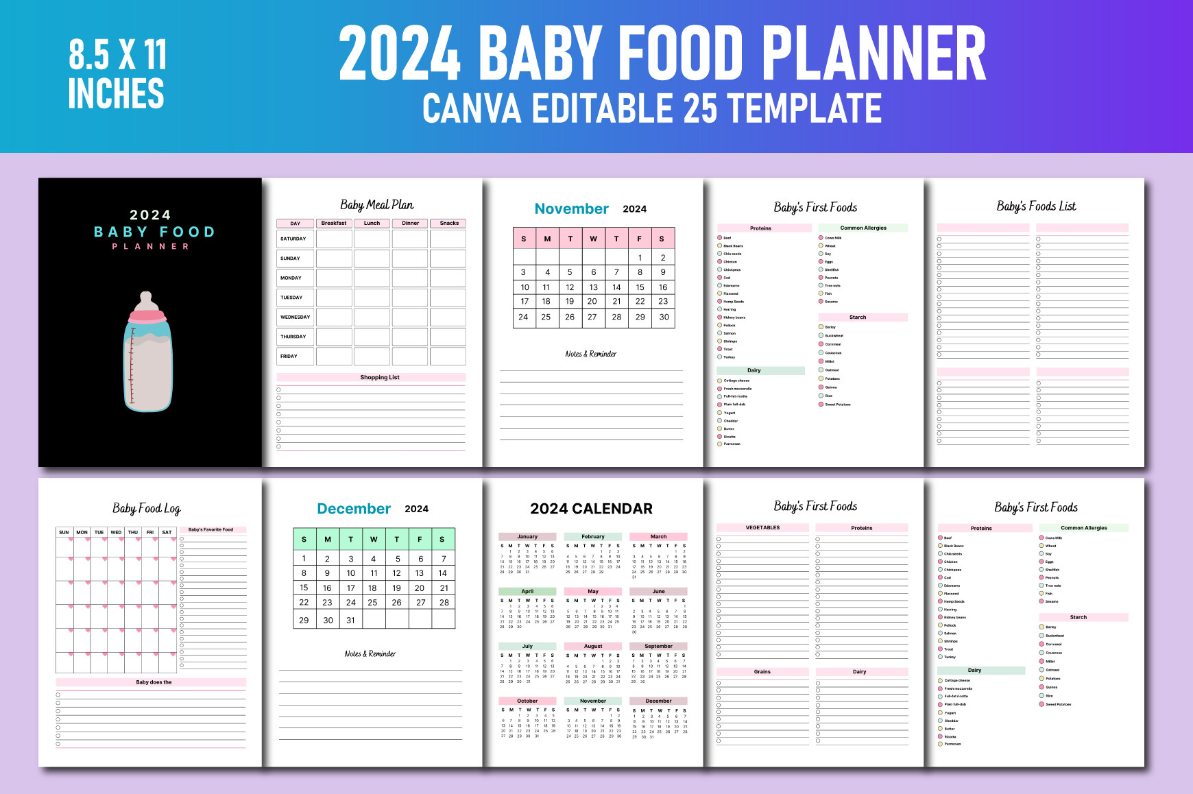 2024 Baby Food Journal Canva KDP Graphic by Lavlu Creative Zone ...