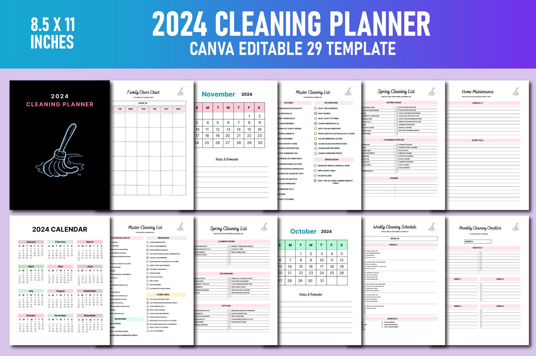 2024 Cleaning Planner Canva KDP Graphic by Lavlu Creative Zone ...
