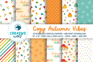 Cozy Autumn Vibes Digital Paper Pack Graphic by Creative Wolf Design ...