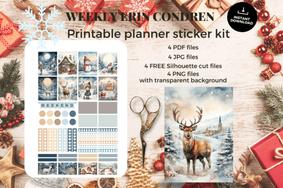 Erin Condren Weekly Sticker Kit,Xmas