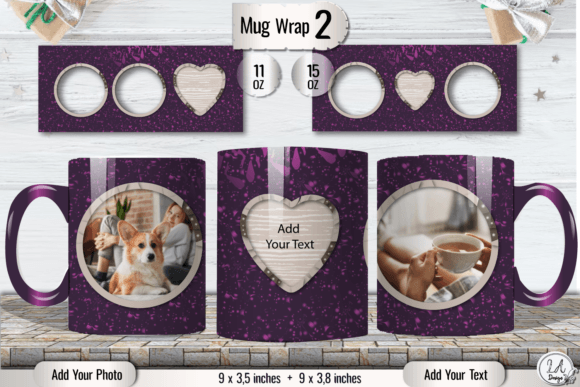 Heart Photo Mug Wrap Png Add Your Text