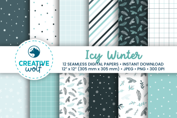 Icy Winter Seamless Patterns Pack of 12