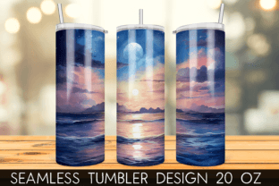 Ocean Wave Night Sky Tumbler Sublimation Graphic by mragjaza · Creative ...