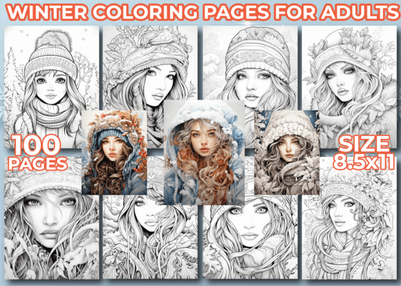 Winter Coloring Pages for Adults V-2
