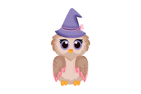 Cute Owl with Witch Hat