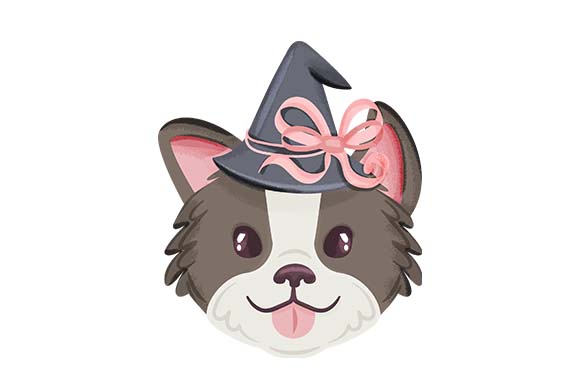 Cute Dog with Witch Hat