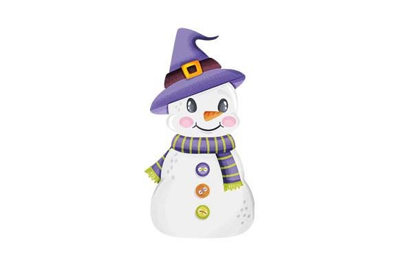 Cute Snowman with Witch Hat