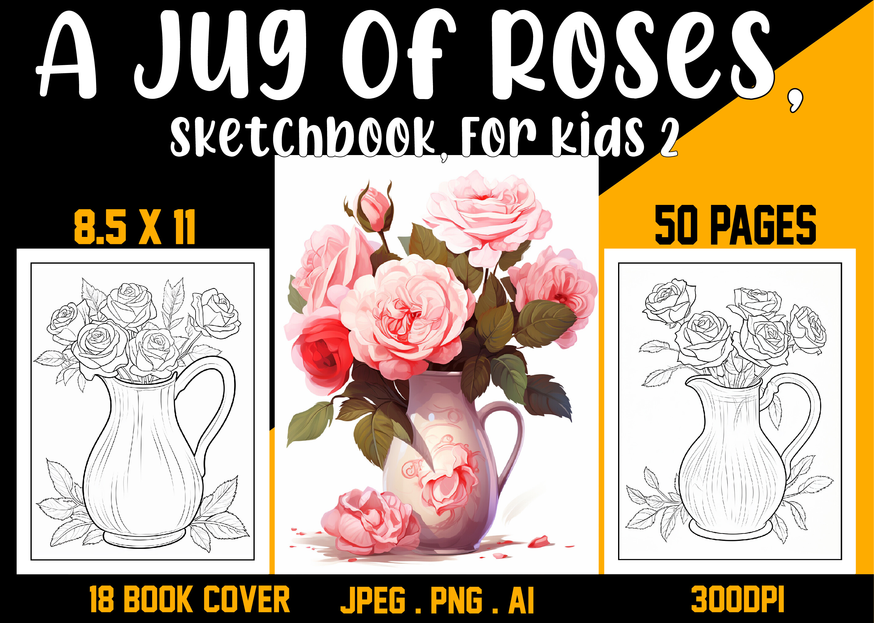 A Jug of Roses, Sketchbook, for Kids 2