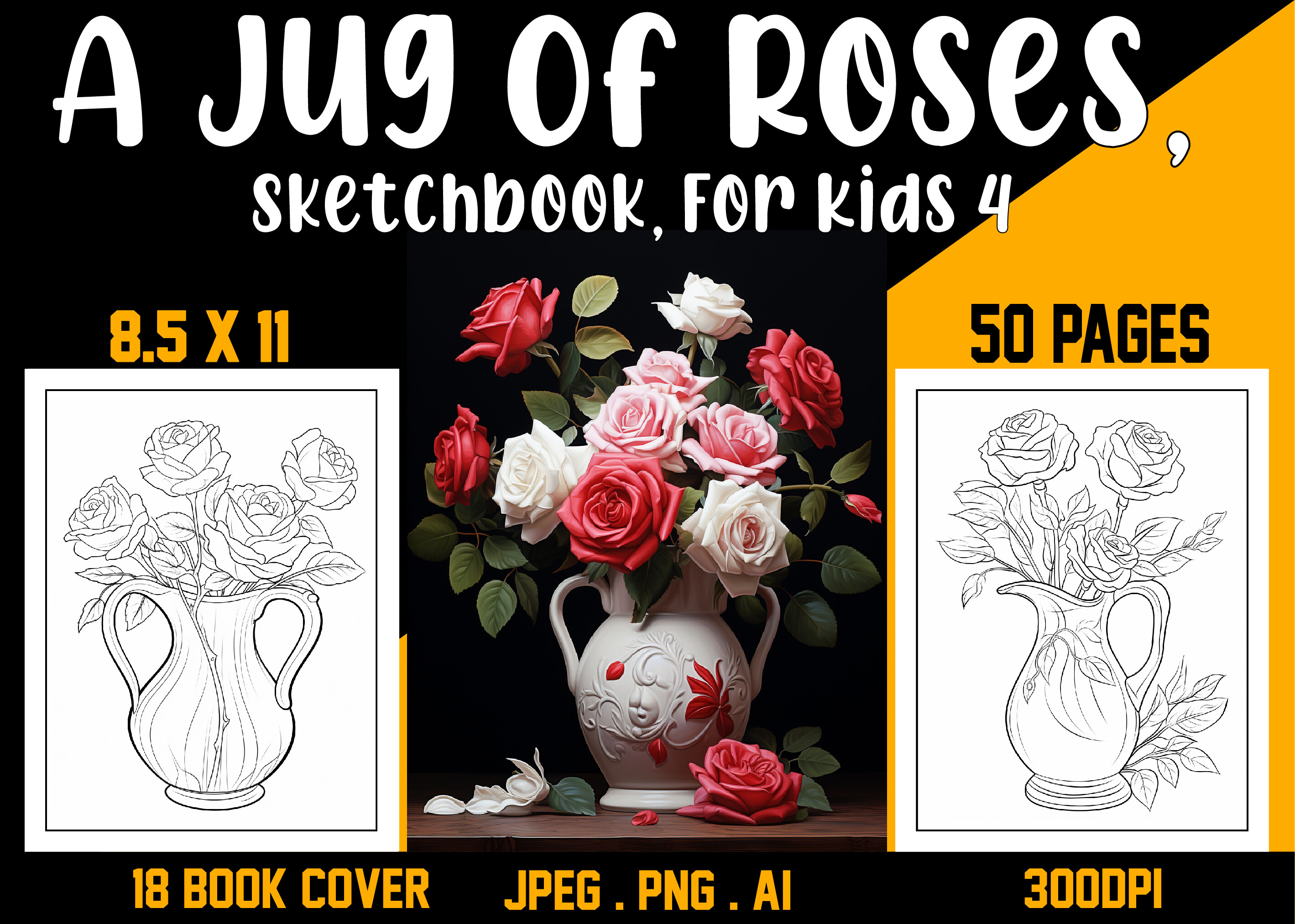 A Jug of Roses, Sketchbook, for Kids 4