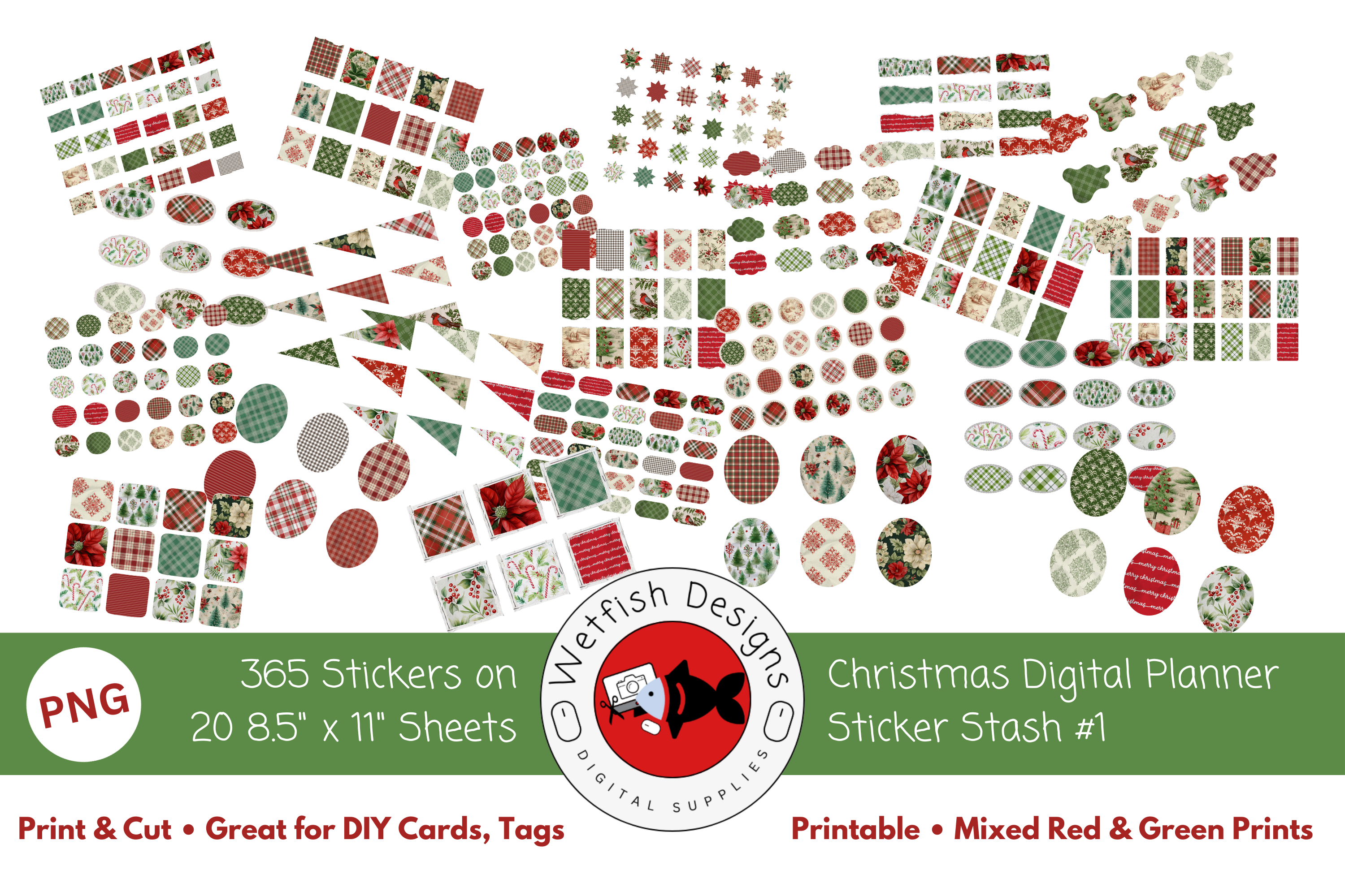 Christmas DIGITAL PLANNER Sticker Stash Graphic by Wetfish Designs ...