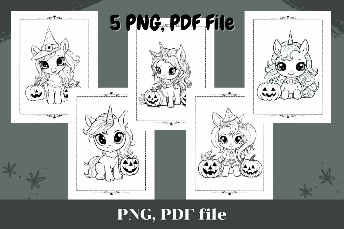 Cute Unicorn Halloween Coloring Pages