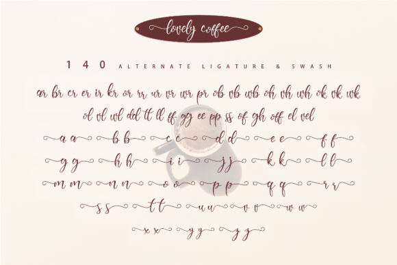 Lovely Coffee Font PNG with transparent background - Preview 3