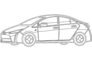 Prius Cars Vector Illustration Outline Graphic by Unique Design Team ...