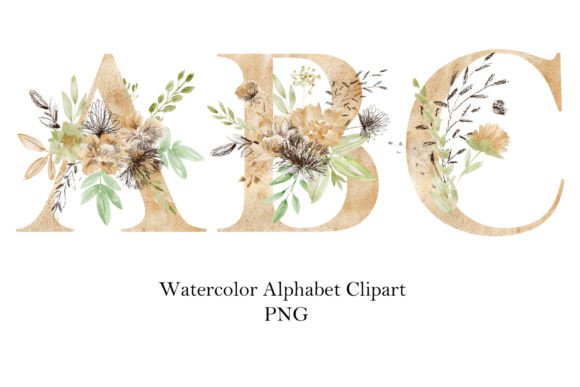 Watercolor Gold Floral Alphabet. Graphic by tapilipa · Creative Fabrica