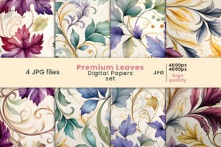 Premium Leaves Digital Papers Set Graphic by Creatophics · Creative Fabrica