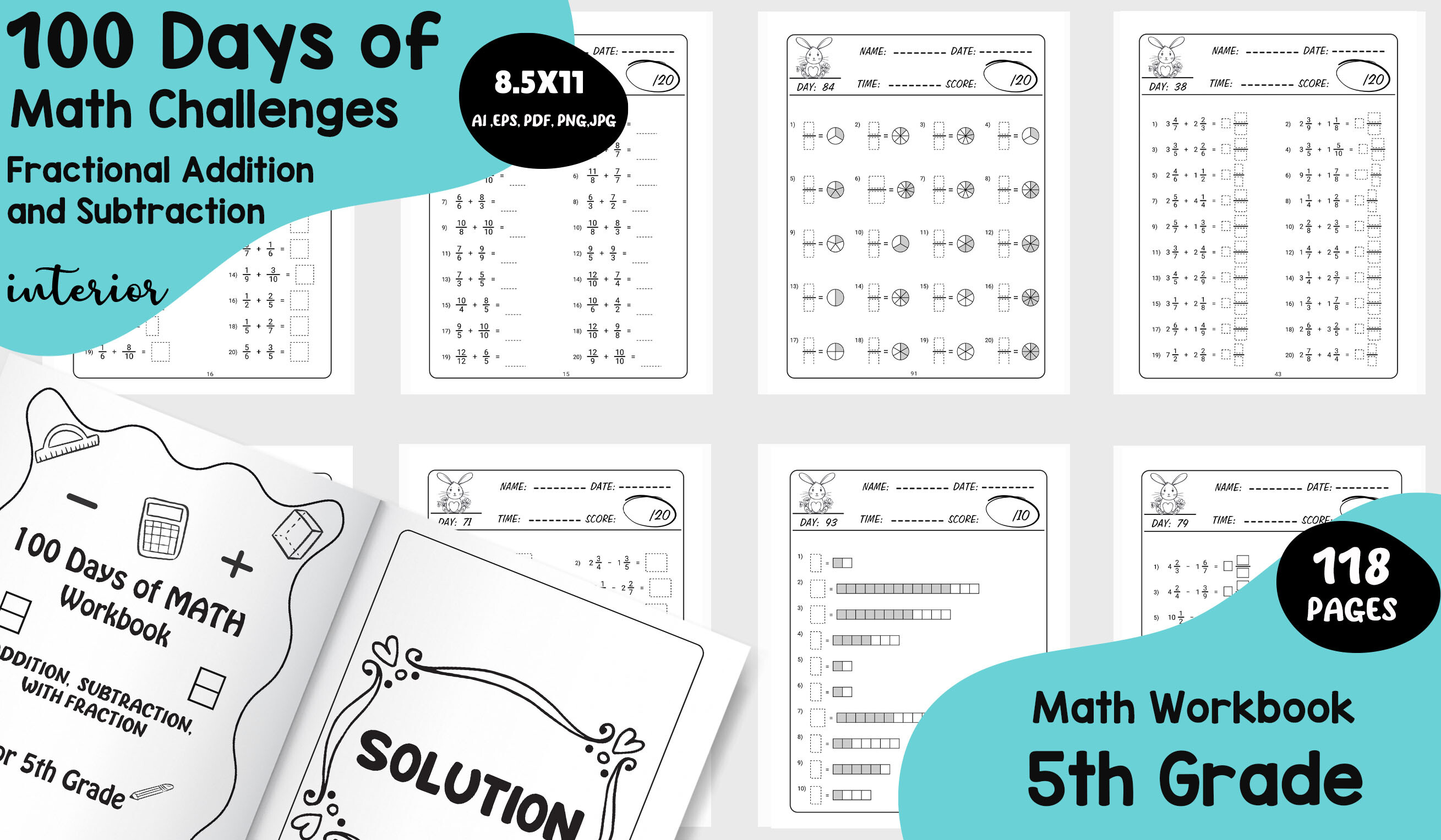 100 Days of Math Challenges Graphic by Happy Time · Creative Fabrica
