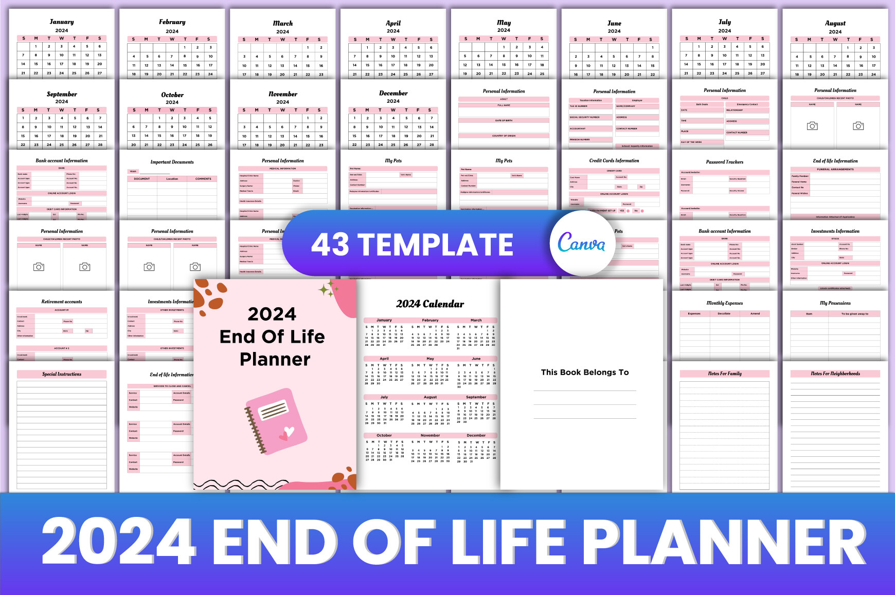2024 End of Life Planner Canva Interior Graphic by munjixpro · Creative ...