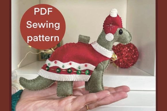 Dino Christmas Ornament Sewing Pattern