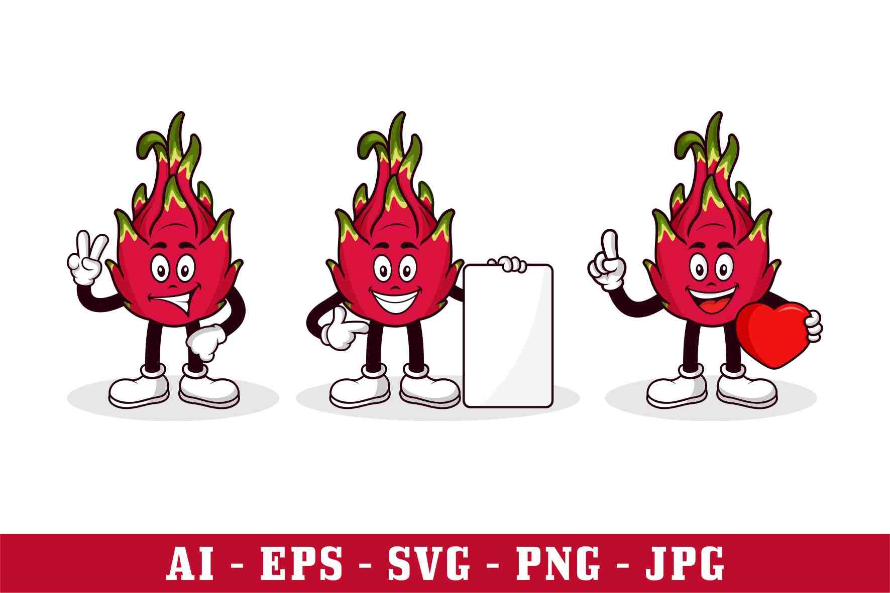 Dragon Fruit Cartoon Character Design